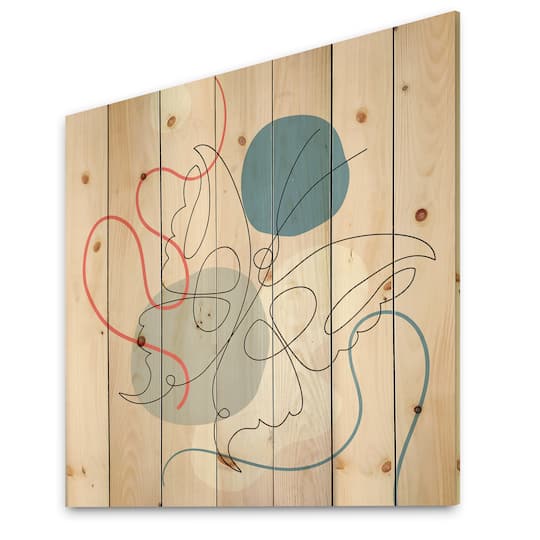 Designart - Butterfly One Line Drawing On Cubism Shapes I